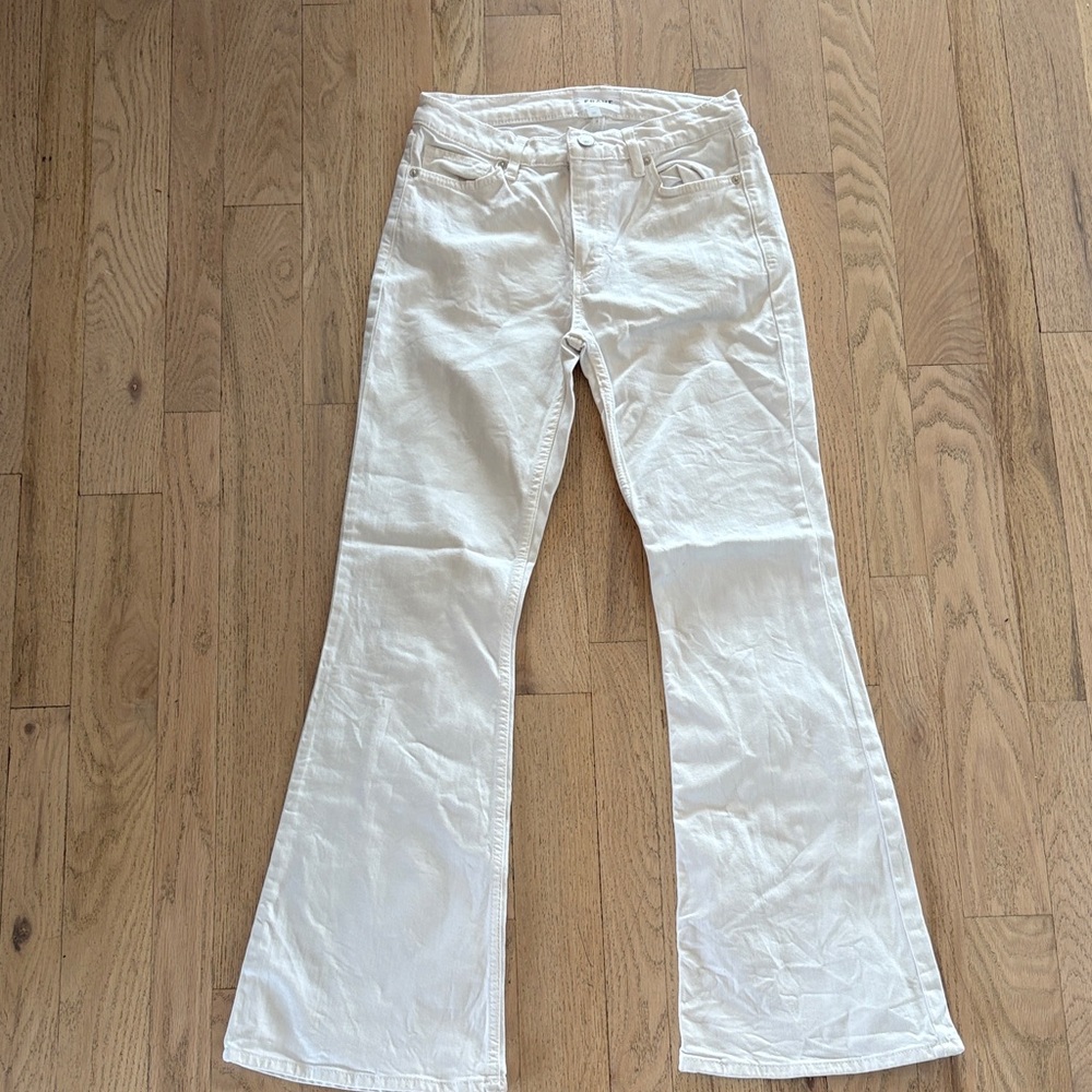 Frame Denim Bootcut White Jeans